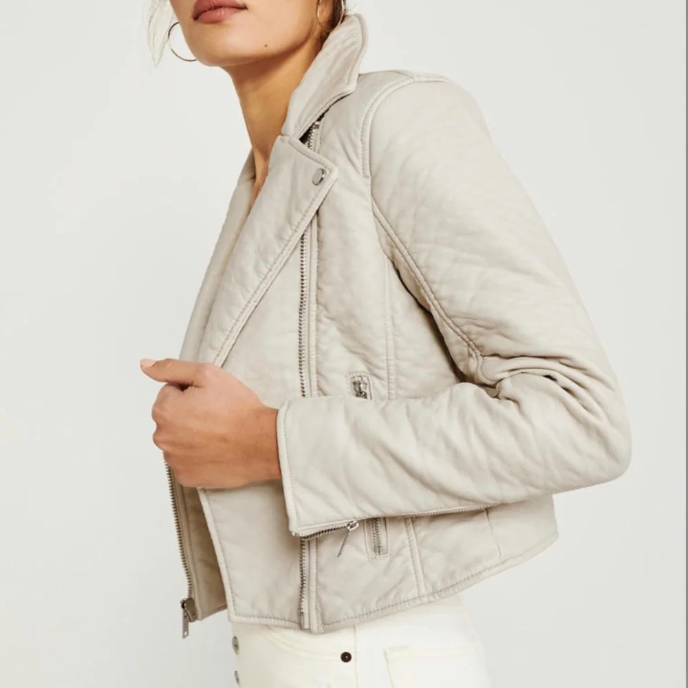 Abercrombie & Fitch Cream Moto Jacket - Picture 4 of 10